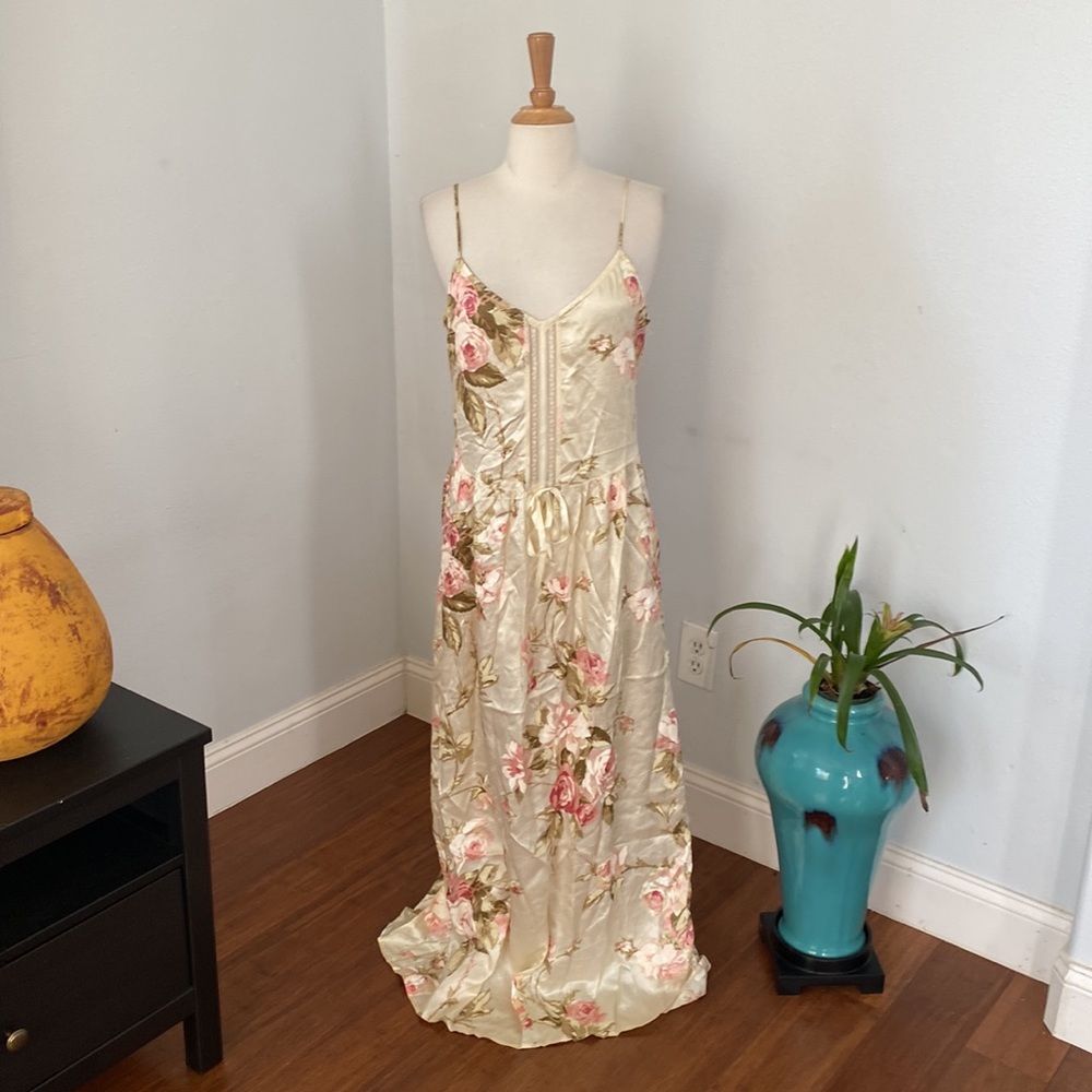 Gunne Sax Floral Satin Lingerie Gown‎ Size M